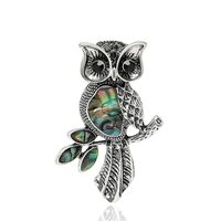 Teyolo Abalone Shell Owl Brooch for Women Vintage Bird Brooches Jewelry Owl Breastpin Lapel Pins Gif