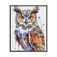 Great Horned Owl Art Print Poster, Abstract Watercolor Animal Wall Art Prints, Wildlife Nature Artwo