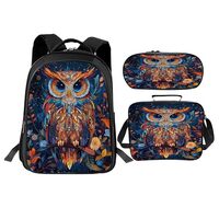 Luxvio Owl School Backpack for Teens Kids Kindergarten Elementary Middle School Owls 3-Pcs Bookbag, 
