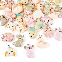 Craftdady 35pcs Koala Owl Swan Rabbit Mouse Cat Animals Pendants Cute Resin Dangle Earring Charms Lo