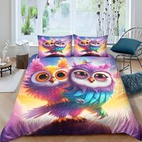 Adorable Owl Duvet Cover Sets - 3 Piece Hotel Quality Bedding Set with Pillowcases - Stylish Bed Cov