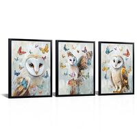 Nachic Wall Rustic Cabin Decor Owl Wall Art Colorful Butterfly Paintings Vintage Farmhouse Kitchen B