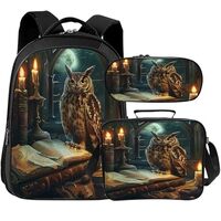Owl Backpack for Kids Girls Boys School Bag Cute Backpacks With Lunch Pack Pencil Case 3pcs Children