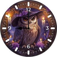 Imahoocool Outdoor Wall Clock, 10 Inch Owl Candle 2 Wall Clock MDF Wood Round Decorative Clock for B