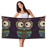 Xiso Ver Boho Owl Print Microfiber Bath Towel Silver Fox Velvet Luxury Bath Sheet 27.5" x 55&qu