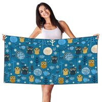 Xiso Ver Cute Colorful Owls and Trees Print Microfiber Bath Towel Silver Fox Velvet Luxury Bath Shee