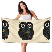 Xiso Ver Owl with Mandala Print Microfiber Bath Towel Silver Fox Velvet Luxury Bath Sheet 27.5"