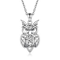MANBU Sterling Silver Celtic Animal Necklace: Fox Rabbit Dragon Owl Pendant Celtic Knot Necklace Jew