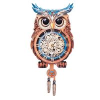 Cutywood 3D Puzzle for Adults-Wooden Owl Clock for Room Decoration, DIY Build Mechanical Wall Clock 