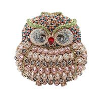 XNSYMJD Owl Rhinestone Clutch for Women Mini Crystal Evening Bag Women Wedding Purse Animal Clutch P