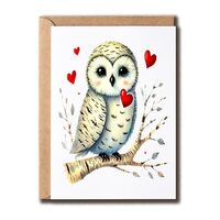 KoKi93Art Owl On A Tree Branch Card - Love Greeting - Valentine Anniversary - Cute Owl - Special - B