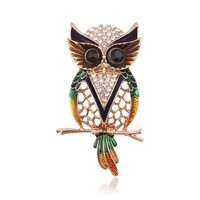 Gold Crystal Deer Owl Spider Bee Brooches for Womne Elegant Enamel Rhinestone Pearl Animal Brooch Pi