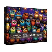 Colorful Owl Family Puzzle 1000 Piece for Adult, Nature Bird Animal Jigsaw Puzzle, Challengling Nigh