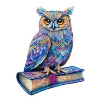 Wooden Puzzles for Adults, Wooden Jigsaw Puzzles for Adults Kids, Elegant Owl Unique Shaped Wood Puz