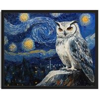 Owl Art Print Poster, Animal Van Gogh Starry Night Nature Theme Wall art Painting Decor, Art Home Ar