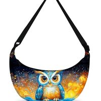 Owl Crescent Bag Casual Crossbody Bags for Women Shoulder Purse Lightweight with Adjustable Strap fo