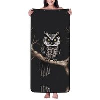 ZXGDPP Late Night Owl Coral Fleece Bath Towel, Soft, Fluffy, Highly Absorbent Bath Towel Travel Towe