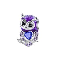 LUXILLA Cute Owl Charm 925 Sterling Silver Fits Bracelets Necklace Pendant Bead Jewelry Gift for Wom