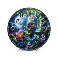 Msyxl Beautiful Singing Owl Wall Clock 9.5 Inch Silent Non Ticking Battery Operated Analog Clocks fo