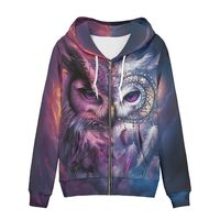 WELLFLYHOM Owl Y2K Jacket Zip Up Hoodies for Women Oversize Graphic Sweatshirt Zipper Dreamcatcher G