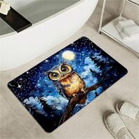 ZHUZHISHAN Diatomaceous Earth Bath Mat,Cute owl with Big Eyes- Non-Slip Volume Super Absorbent Fast 