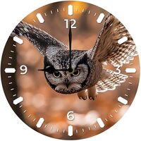 Farmhouse MDF Wall Clock 10 Inch Owl Wood for Kitchen, Living Room, Bedroom & Bathroom