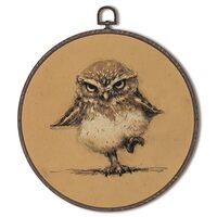 XNXLDYLH Funny Vintage Owl Rustic Round Framed Wall Art Decor for Home, Retro Bird Hanging Wall Deco