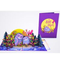 PIECE GIFT- Pop Up Birthday Card, 6x8 inches Mom Owl Birthday Card for Mom, Daughter, Grandma, Thank