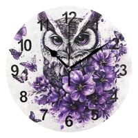 Wall Clock Non Ticking Silent Wall Clocks, Butterfly Flowers Owl Clock Decorative for Bathroom Kitch