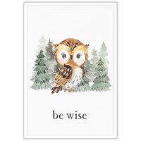 JMGHKL Woodland Nursery Wall Art Prints Cute Safari Animals Baby Owl Pictures Motivational Quotes In