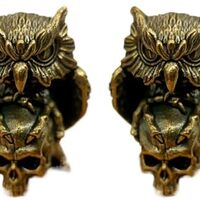 Seeby 2pcs Owl Skull Brass Knife Pendants Bead Vintage Umbrella Rope Beads EDC Outdoor Flashlight DI