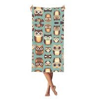 YANYU Animal Cartoon Owls Cute Print Bathroom Towels Beach Towel Oversized for Adults Quick Dry Ligh