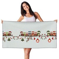 Bkdogkt Cute Christmas Owls on Branch Print Travel Accessory Beach Towel Oversized Quick Dry Towel f