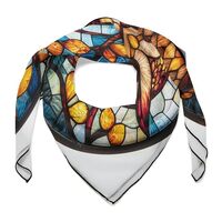 Cute Owl Stained Glass Women Hair Scarf Square Silk Like Head Scarves Handkerchief Satin Neck Scarf