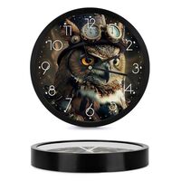 Steampunk Owl Retro Wall Clock Silent Non-Ticking Decorative Wall Clocks Battery Operated 10 Inch Li