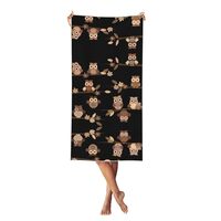 Bkdogkt Cute Brown Cartoon Owls Print Summer Beach Towel Oversized Lightweight Quick Dry Towel for T