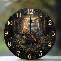 Lancholy Mystic Owl Forest Clock Wall Decor Home Decor 10-Inch Wooden Wall Clock, Silent Movement, B