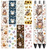 Peacoblue UV DTF Pen Wraps Transfer Sticker Decal Owl and Flowers - 48pcs Waterproof HD Print UV DTF
