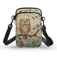 Pimpimsky Owl Branch Small Crossbody Bags for Women Double Layer Soft Shoulder Bag Cell Phone Purse 