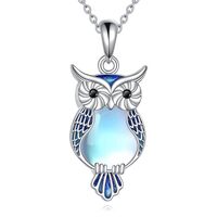 Hancock Owl Necklace Sterling Silver Moonstone Owl Pendant Jewelry Animal Gifts for Women