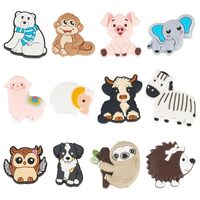 Craftdady 12pcs Cartoon Animals Silicone Beads for Pen Sheep Pig Owl Elephant Monkey Bear Dog Cattle