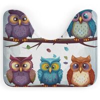 FZMVSQH Owls Birds U Shaped Toilet Rug 20 X 16 Inches Washable Toilet Mats for Bathroom Non-Slip Toi