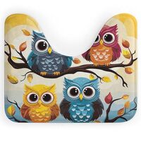 FZMVSQH Owls on Tree Branches U Shaped Toilet Rug 20 X 16 Inches Washable Toilet Mats for Bathroom N
