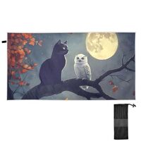 GAIGEO Cute Moonlight Owl Cat Beach Towels Sandproof Quick Drying Towels for Travel Oversized Swimmi