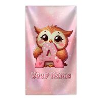 CUSPCOD Personalized Beach Towels for Girls - Kids Beach Towel with Name - Custom Owl Initial Gifts 