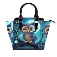 AYCZN Leather Shoulder Bag for Women, Night Owl Studded Purse Cute Owl on Tree Crossbody Handbags Pu