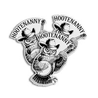 Hootenanny Owl Playing Retro Western Trendy Quote Decal Sticker for Tumbler, Laptop, Phone, Car, Wat