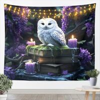 Manfei Cartoon Owl Kids Tapestry,Magical Book Gothic Animal Tale Wall Tapestries for Boys Girls,Happ