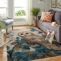 Owl Area Rug - Soft Plush Non-Slip Carpet for Modern Living Room & Bedroom, Artistic Wildlife &a