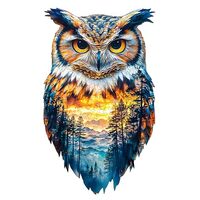 KAAYEE Wooden Puzzles for Adults, 3D Visual Effect Forest Owl Wooden Jigsaw Puzzle Unique Shape Wood